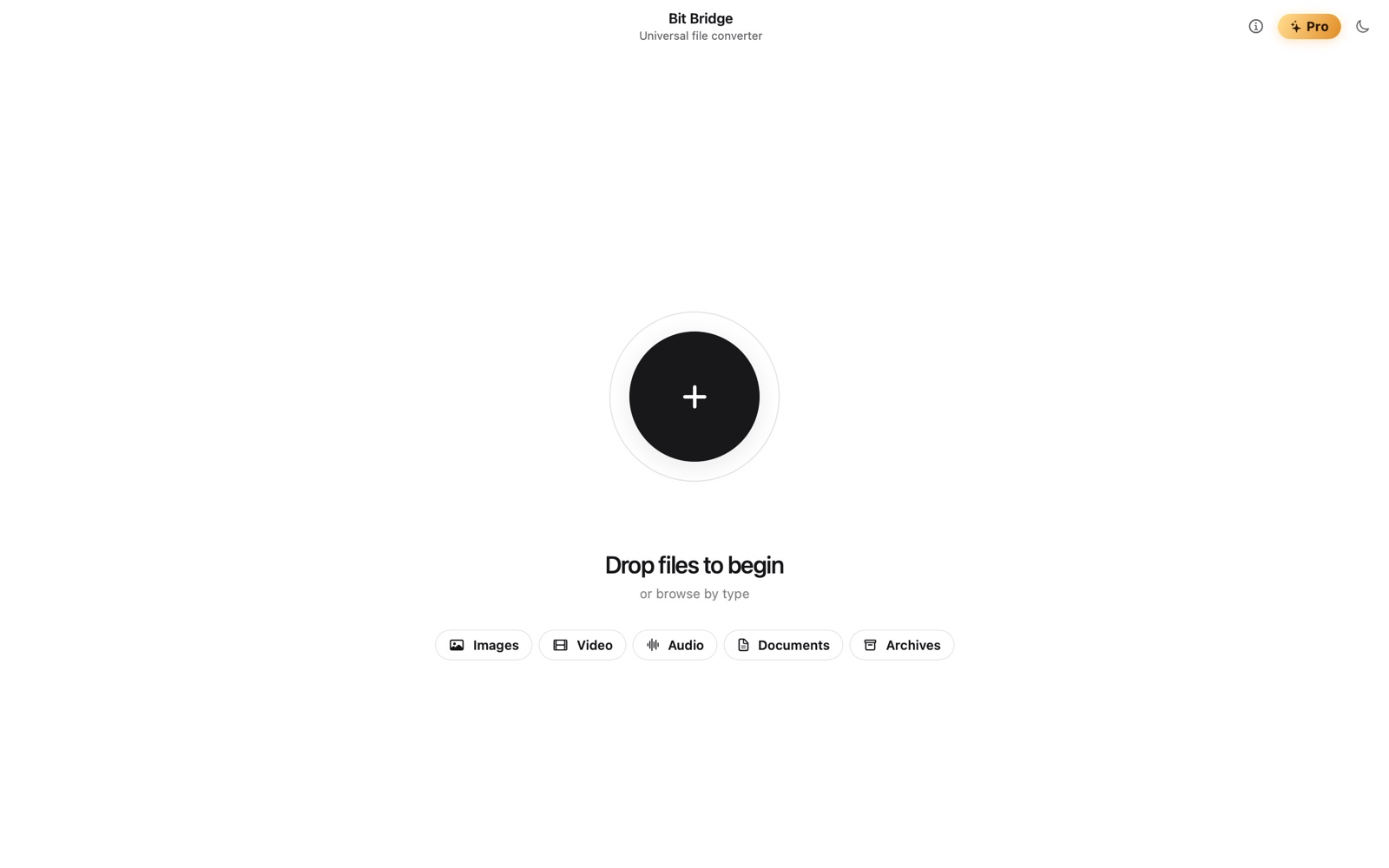 The empty drop zone in light mode